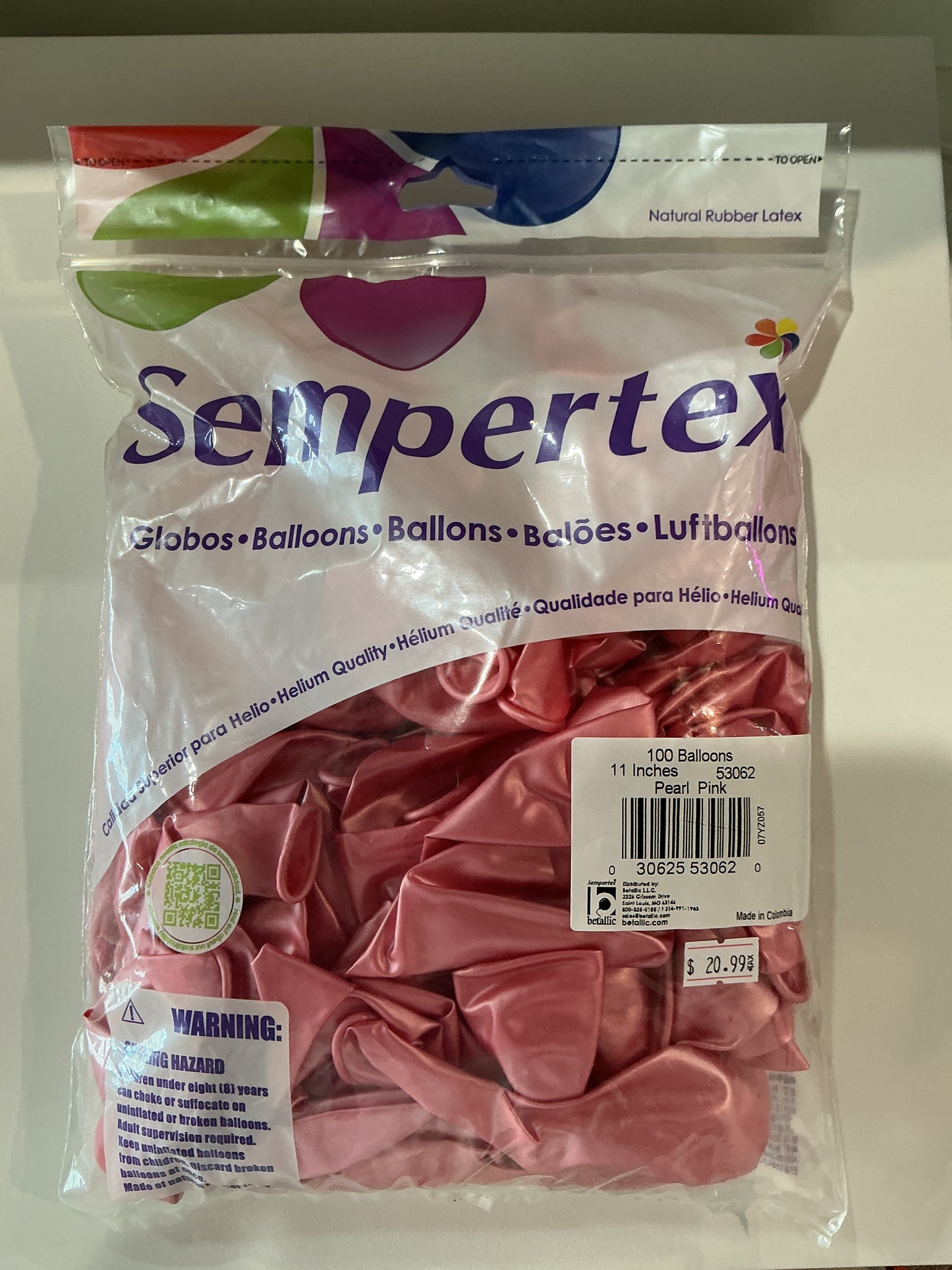 Sempertex 100ct Pearl Pink 11in