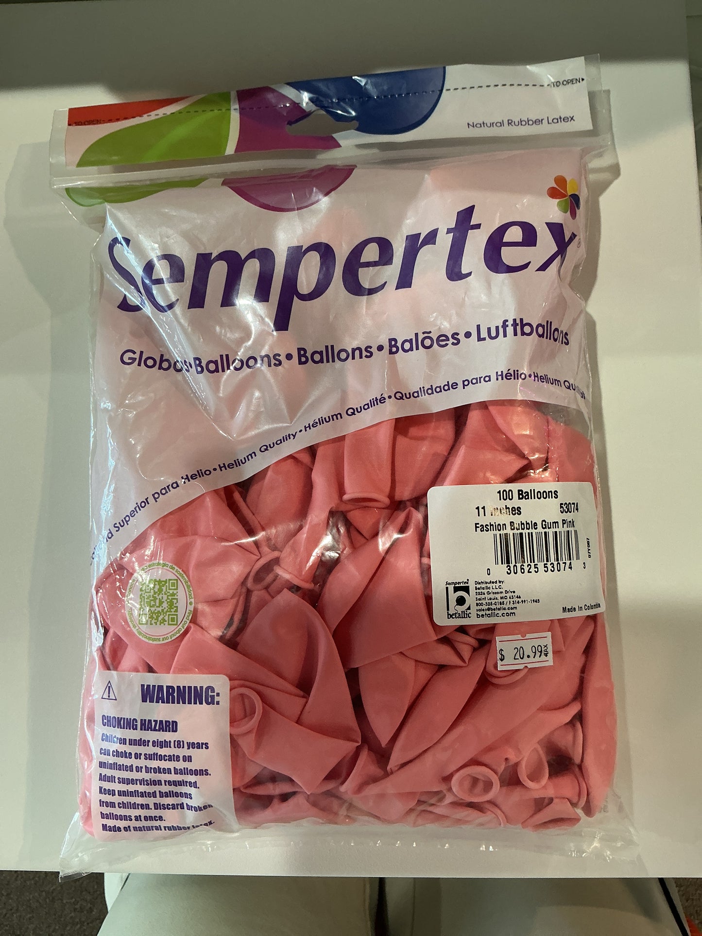 Sempertex 100ct Fashion Bubble Gum Pink 11”