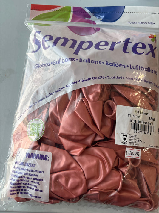 Sempertex 100ct Metallic Rose Gold 11”