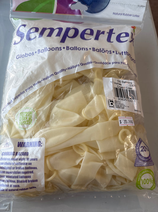 Sempertex 100ct Crystal Clear 11”