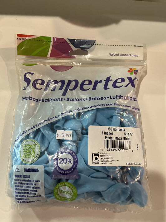 Sempertex 100ct Pastel Matte Blue 5”