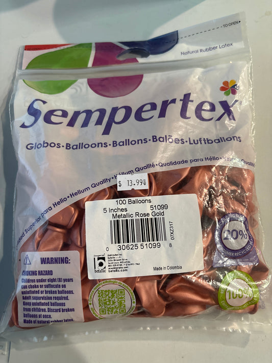 Sempertex 100ct Metallic Rose Gold 5”