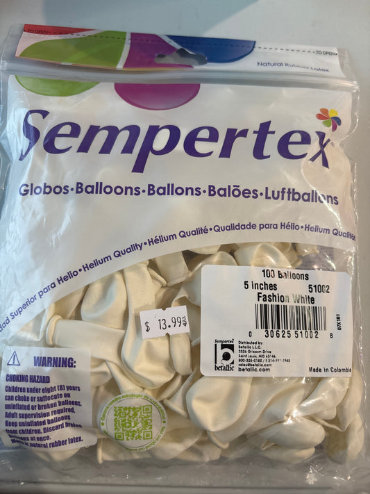 Sempertex 100ct Fashion White 5”