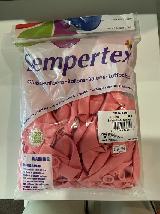 Sempertex 100ct Fashion Bubble Gum Pink 11”