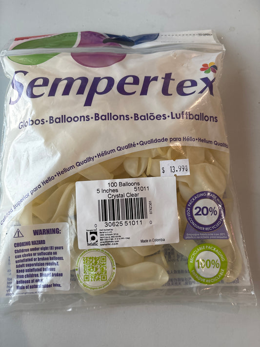 Sempertex 100ct Crystal Clear 5”