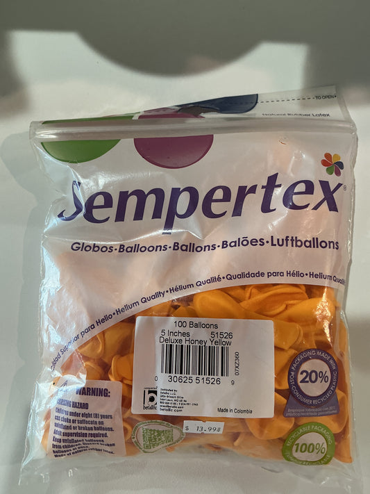 Sempertex 100ct Deluxe Honey Yellow 5”