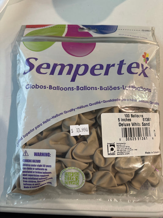 Sempertex 100ct  Deluxe White Sand 5”