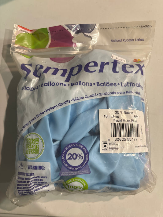 Sempertex 25ct Pastel Matte Blue 18”