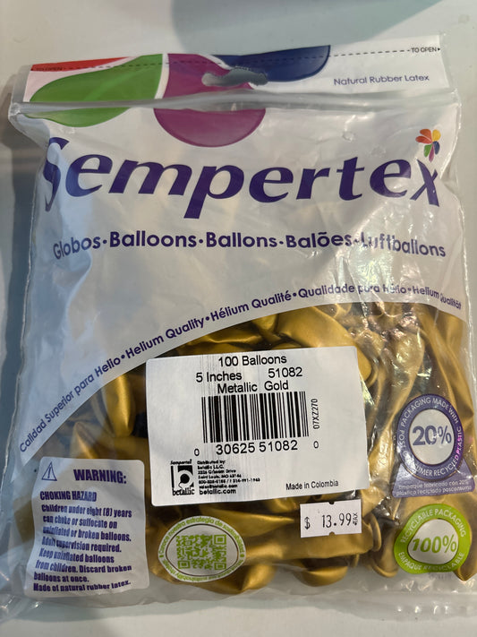 Sempertex 100ct Metallic Gold 5”