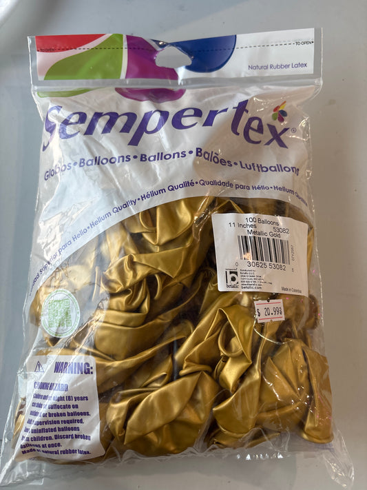 Sempertex 100ct Metallic Gold 11”