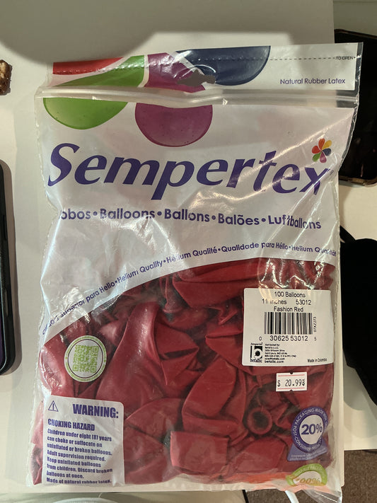 Sempertex 100ct Fashion Red 11”