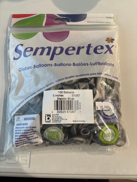 Sempertex 100ct Mettalic Silver 5”