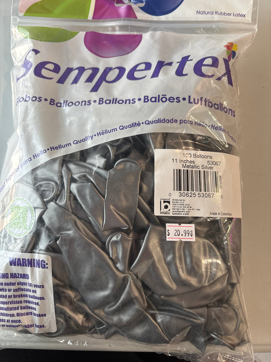 Sempertex 100ct Metallic Silver 11”